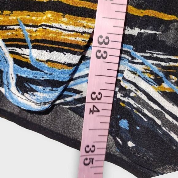 Nine West Womens Dress Sz 14 Pleated Mod 70s Trend Style Chiffon Swirl Black - Picture 12 of 12